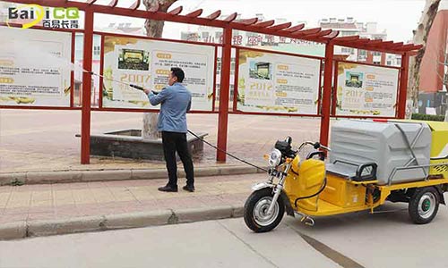 物業(yè)小型三輪高壓清洗車路面沖洗，公告欄清潔多面手